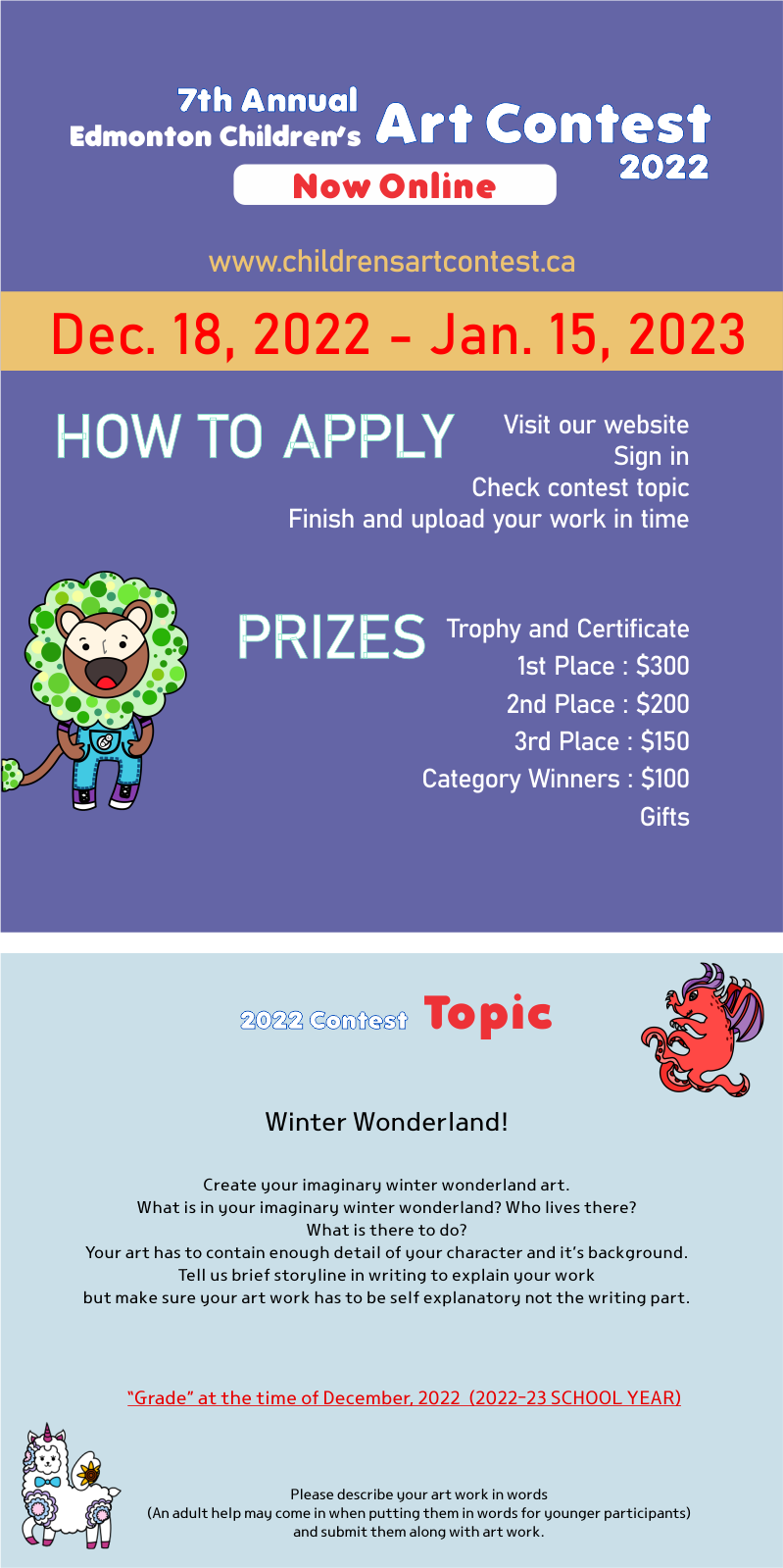 7th Annual Edmonton Children’s Art Contest 2022 Creative Dreamers